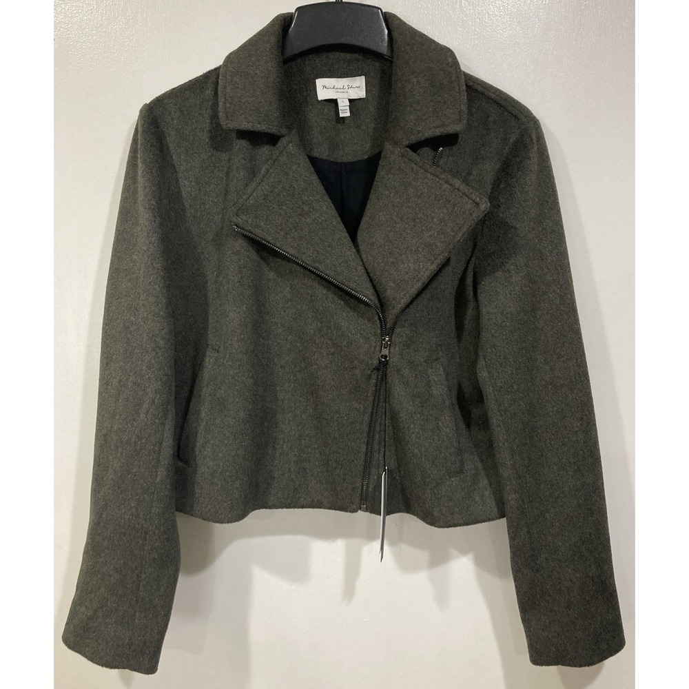 Michael Stars Amelia Moto‎ Jacket Outerwear Charcoal Size Large NWT $298